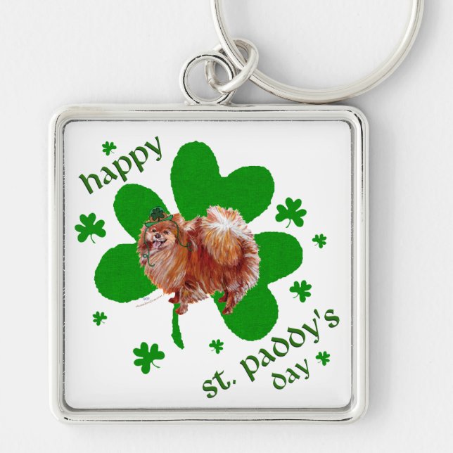 Poeranian St Patrick's Day Keychain (Front)