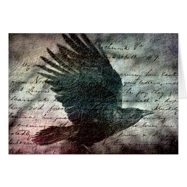 Poe's Grunge Raven With Colourful Background (Front Horizontal)