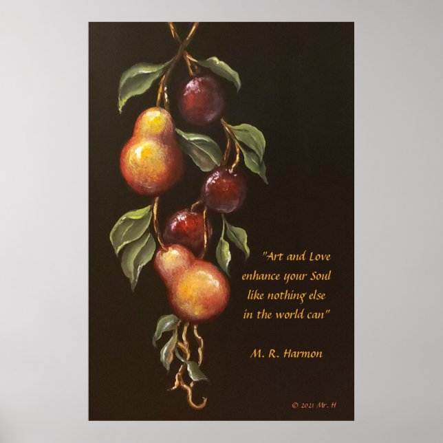 Poésie, poires et prunes Poster d'art (Devant)
