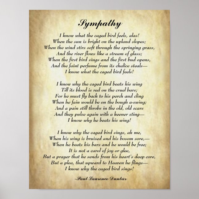 Poésie, Sympathie par Paul Laurence Dunbar Poster (Devant)