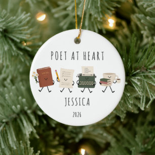 Poet at Heart Personalized Christmas Ornament