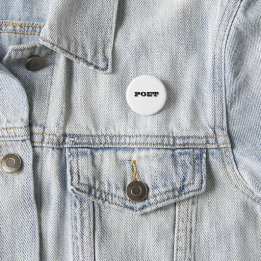 Poet badge black on white 1 inch round button