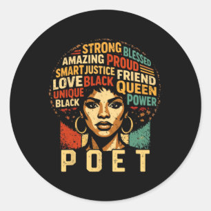 Poet Black History Month Powerful Black Pride Art Classic Round Sticker