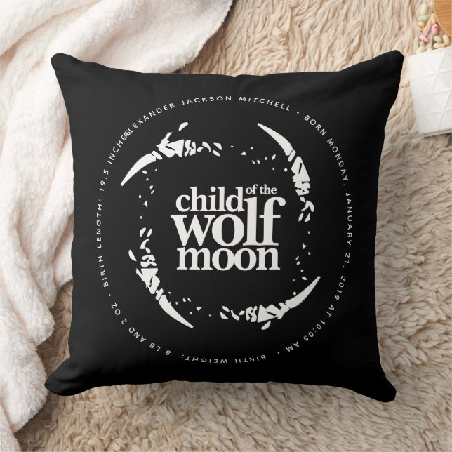 Poetic Born Under a Wolf Moon Claws Throw Pillow (Blanket)