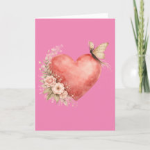 Poetic Butterfly Form - Heart Folded Greeting Card