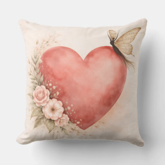 Poetic Butterfly Form - Heart Square Cushion
