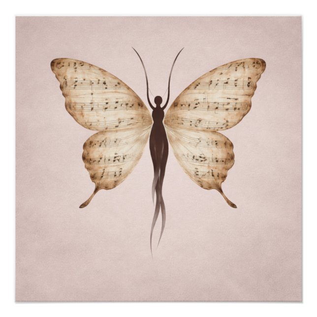 Poetic Butterfly Form Square Poster  (Front)