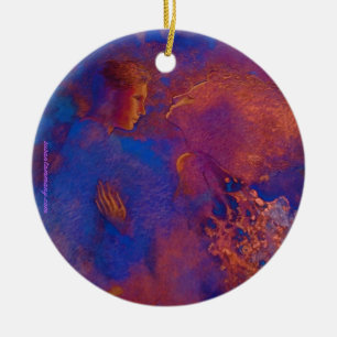 Poetic lovers pendant ceramic ornament