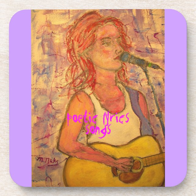 poetic lyrics & song girl art coaster (Front)