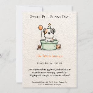 Poetic & Minimalist Puppy Pool Party Invitation