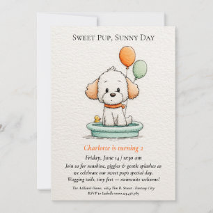Poetic & Minimalist Puppy Pool Party Invitation