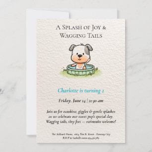 Poetic & Minimalist Puppy Pool Party Invitation