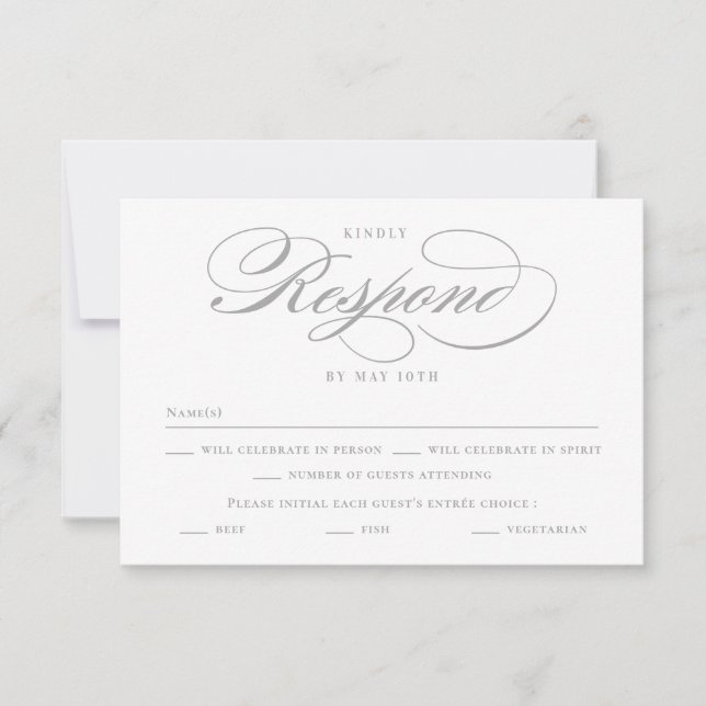 Poetic Script EDITABLE COLOR Wedding RSVP Card (Front)