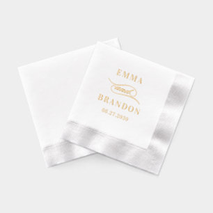 Poetic Script Foil Wedding Napkins Simple Elegant
