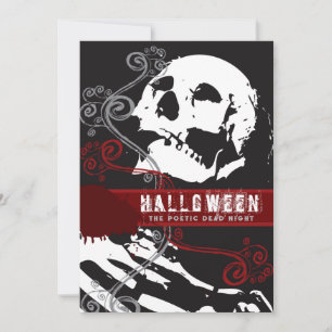Poetic Skeleton Death Scary Gothic Halloween Party Invitation