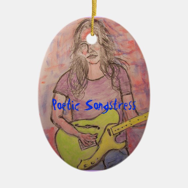 Poetic Songstress Ceramic Ornament (Front)