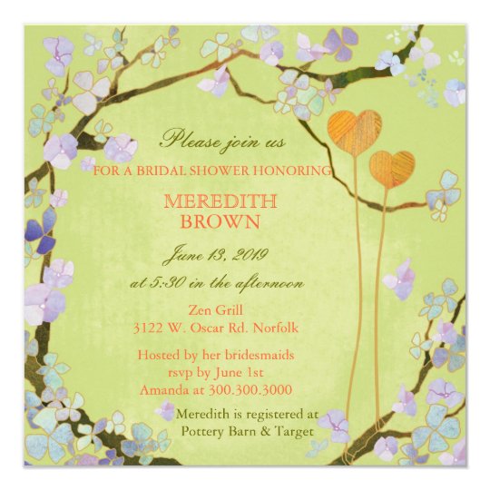 Poetic Two Hearts Spring Bridal Shower Card