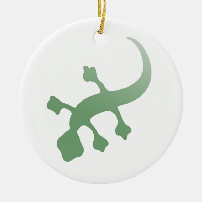 Poetica Gecko in Green Ceramic Ornament (Front)