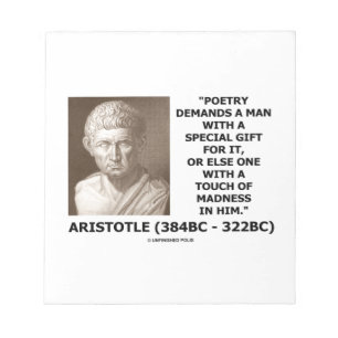 Poetry Gift Touch Of Madness Aristotle Quote Notepad