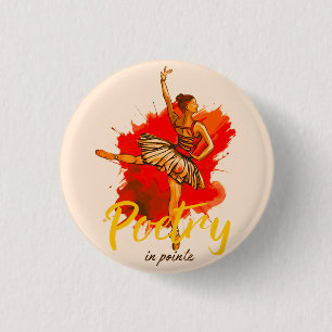 Poetry in Pointe – Elegant Ballerina Art for Dance 1 Inch Round Button