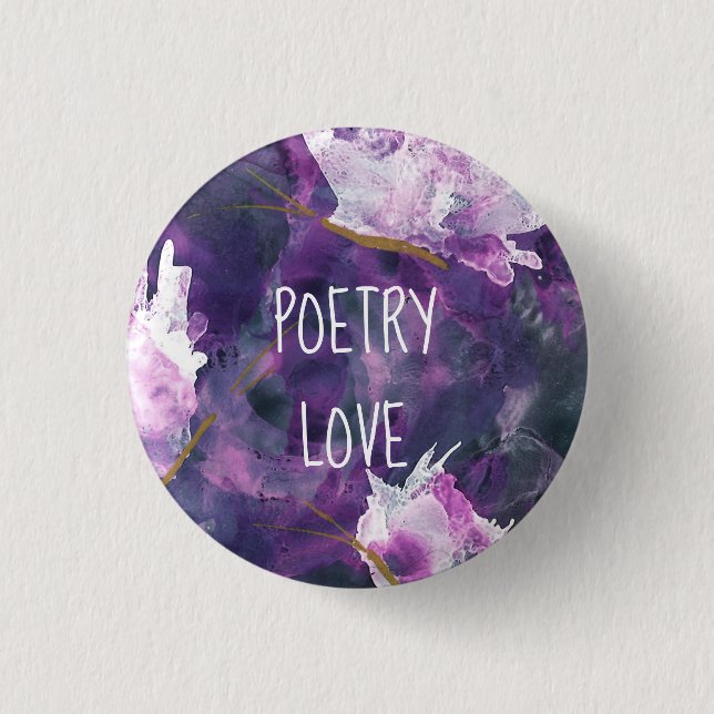 Poetry Love Button—National Poetry Month 1 Inch Round Button (Front)