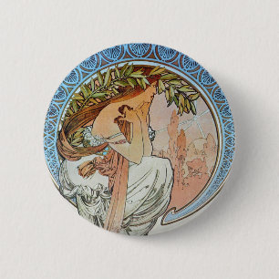 Poetry, Mucha 2 Inch Round Button