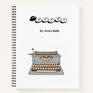 Poetry notebook with typewriter and personalized 
