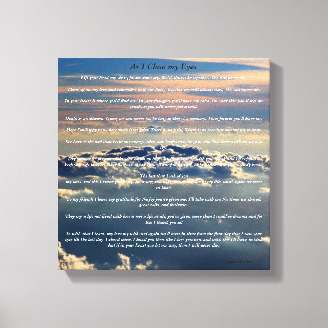 Poetry of Sympathy, Love and Loss. Canvas Print (Front)