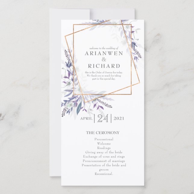 Poets Garden Geo Purple Order of service (Front)