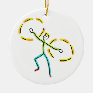 Poi Spinning Stickman Ceramic Ornament