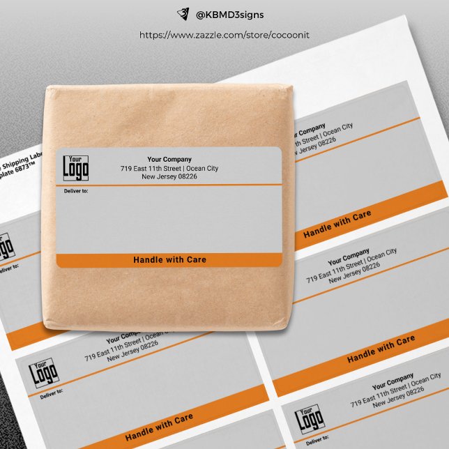 Poignée Avec Soin Logo Personnalisé Expédition Pro (Handle With Care Custom Logo Business Shipping Label)