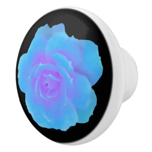 Poignée de meuble à fleurs de rose bleue