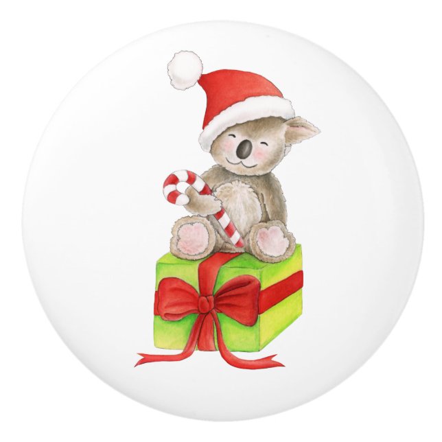 Poignée de porte d'art d'ours de koala de Noël (Devant)