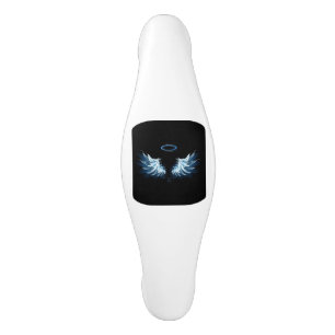 Poignée De Porte En Céramique Blue Glowing Angel Wings on black background
