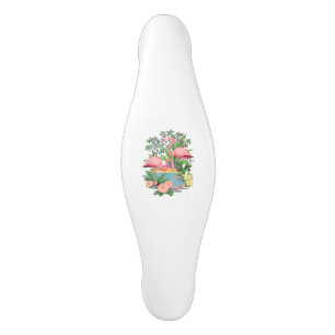 Poignée De Porte En Céramique Flamants roses roses dans la traction en céramique
