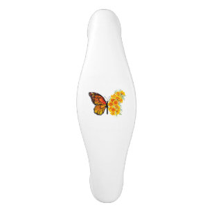 Poignée De Porte En Céramique Flower Butterfly with Yellow California Poppy
