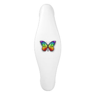 Poignée De Porte En Céramique Monarque papillon arc-en-ciel