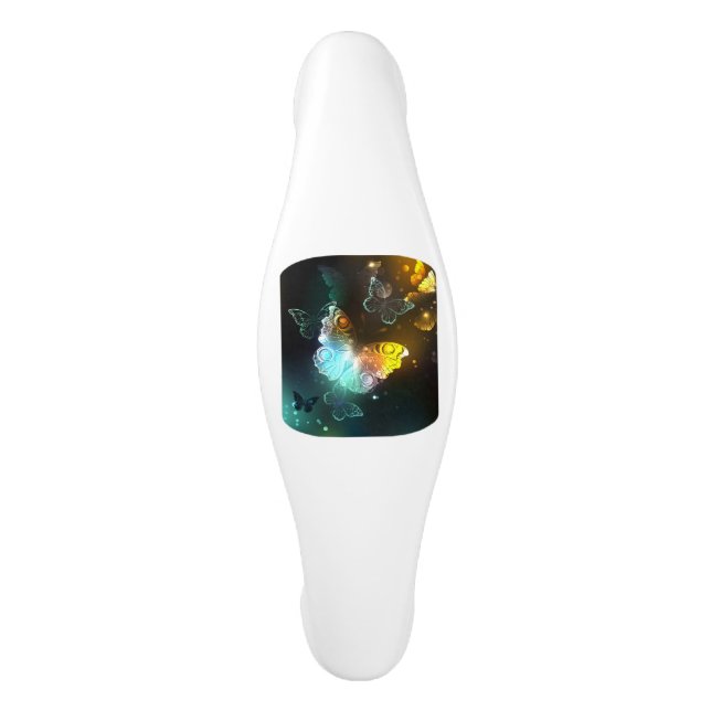 Poignée De Porte En Céramique Papillon lumineux et papillons de nuit (Devant)