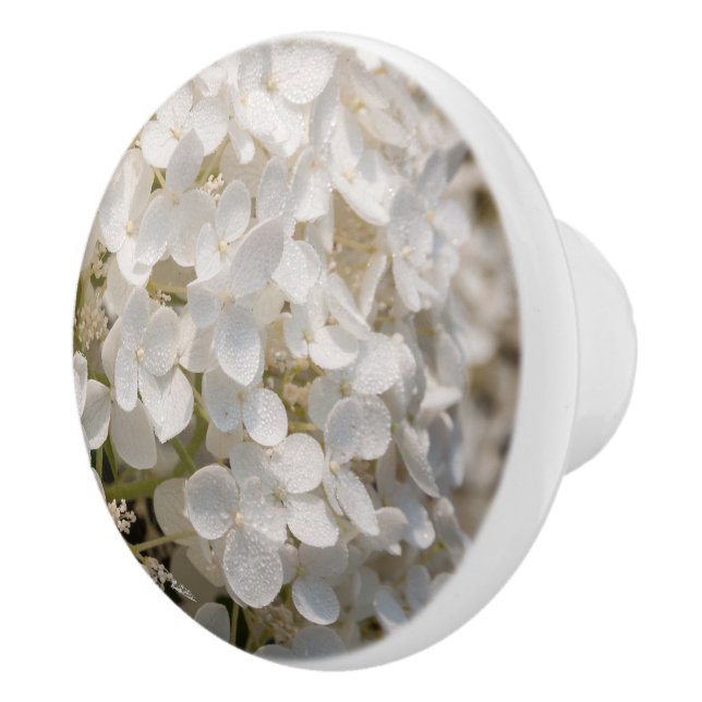 Poignée de porte, fleurs blanche ceramic knob (Right)