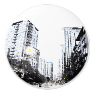 Poignée de porte, photo de ville la nuit ceramic knob