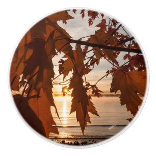 Poignée de porte photo feuille d'érables ceramic knob