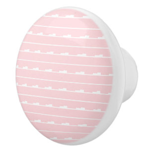 Poignée de porte Rose & Rayure Blanche Carrée