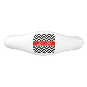 Poignée De Tiroir En Céramique Black White LG Chevron Red Name monogram