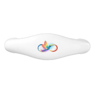 Poignée De Tiroir En Céramique Colibri arc-en-ciel avec symbole Infinity
