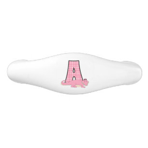 Poignée De Tiroir En Céramique Lettre A avec Alligator rose pour les filles