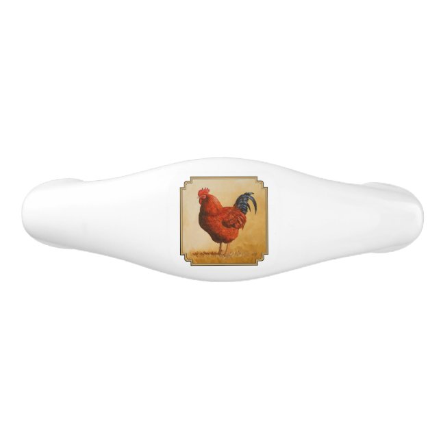 Poignée De Tiroir En Céramique Rooster chicken de Rhode Island (Devant)