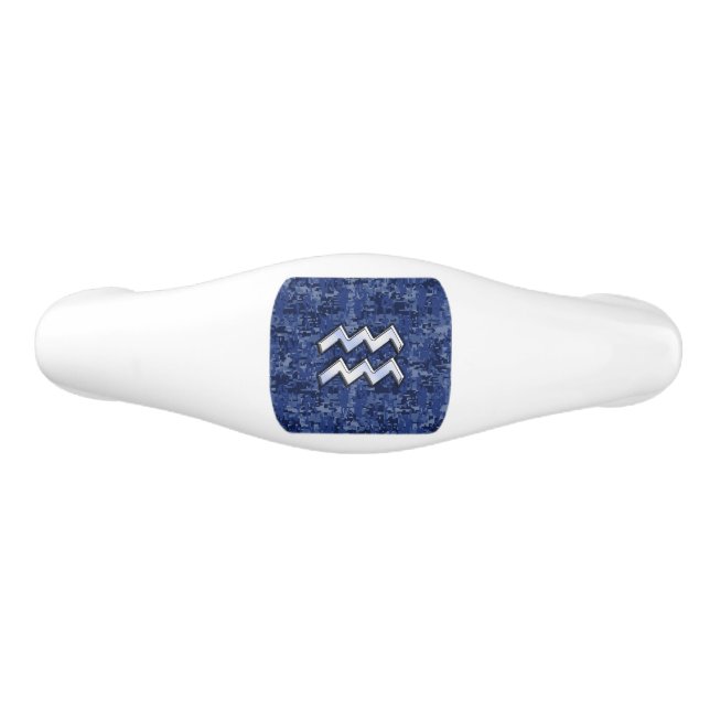 Poignée De Tiroir En Céramique Symbole Zodiaque Silver Aquarius Marine Camion num (Devant)