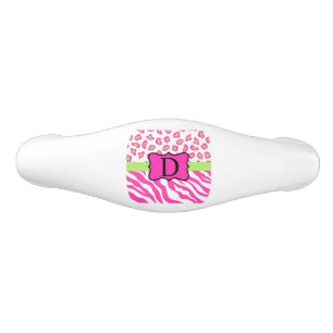 Poignée De Tiroir En Céramique Zèbre blanc rose chaud Léopard Monogramme de peau