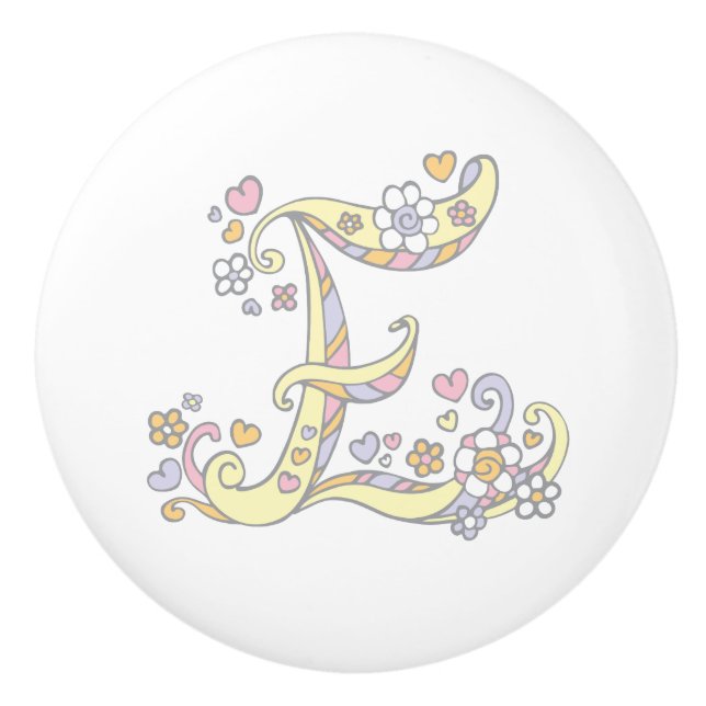 Poignée E monogramme de lettre décorative (Devant)