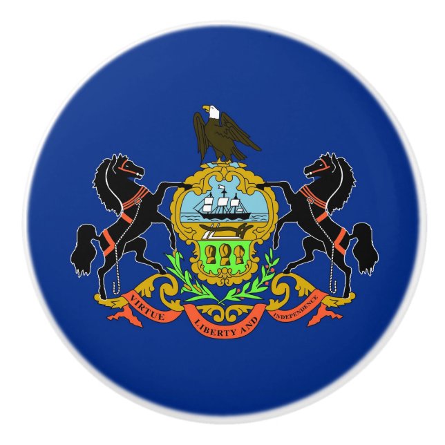 Poignée en céramique avec drapeau de Pennsylvanie, (Devant)